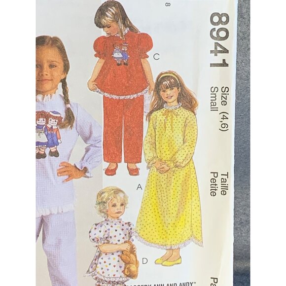 McCall's Girls Sleepwear Sewing Pattern Sz 4-6 8941 - Uncut - Picture 2 of 4
